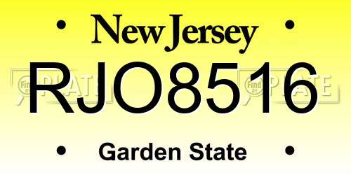 RJO8516 New Jersey License Plate