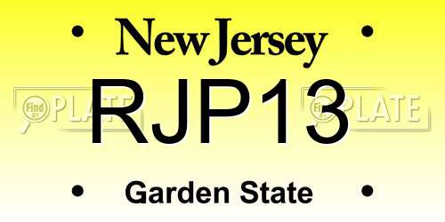 RJP13 New Jersey License Plate