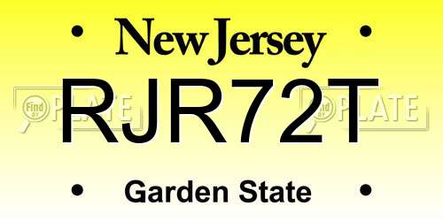 RJR72T New Jersey License Plate