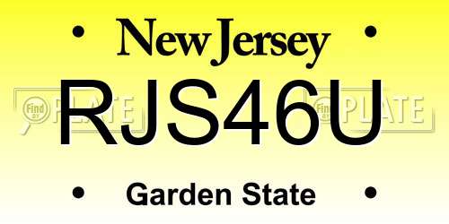 RJS46U New Jersey License Plate