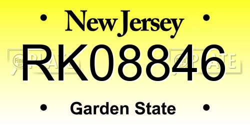 RK08846 New Jersey License Plate