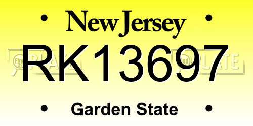 RK13697 New Jersey License Plate