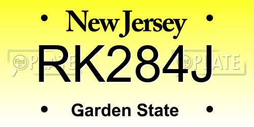 RK284J New Jersey License Plate