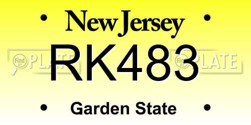 RK483 New Jersey License Plate