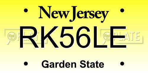 RK56LE New Jersey License Plate