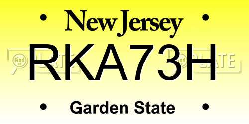 RKA73H New Jersey License Plate