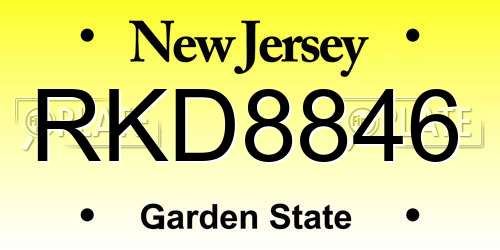 RKD8846 New Jersey License Plate