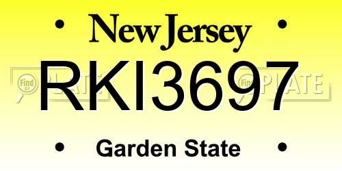 RKI3697 New Jersey License Plate