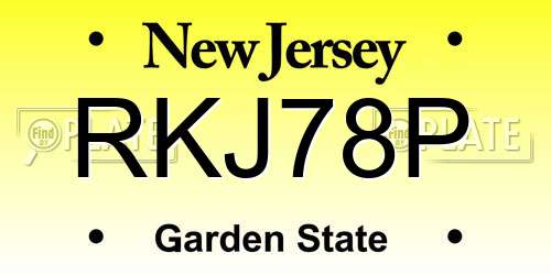 RKJ78P New Jersey License Plate