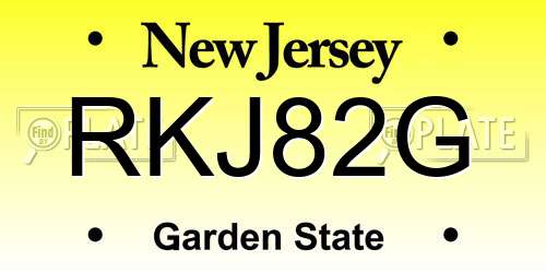 RKJ82G New Jersey License Plate
