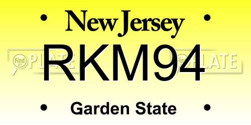 RKM94 New Jersey License Plate