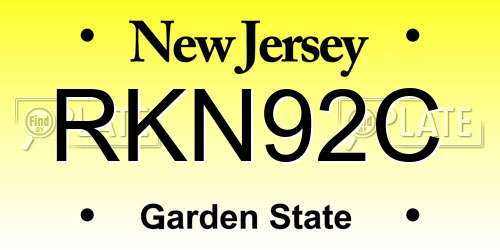 RKN92C New Jersey License Plate