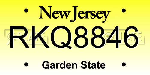 RKQ8846 New Jersey License Plate