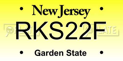 RKS22F New Jersey License Plate