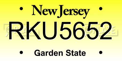 RKU5652 New Jersey License Plate