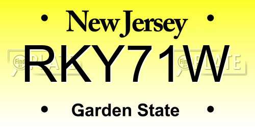 RKY71W New Jersey License Plate