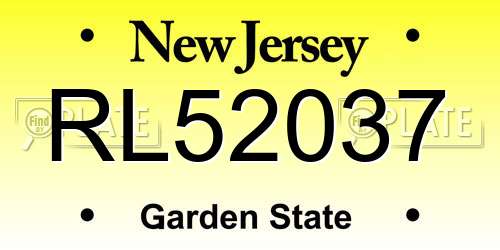 RL52037 New Jersey License Plate