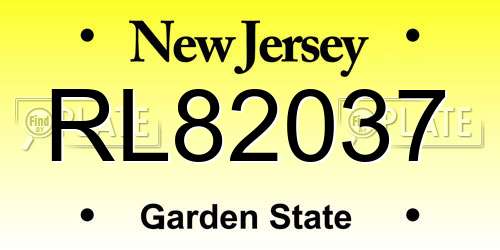 RL82037 New Jersey License Plate