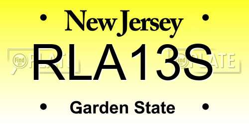 RLA13S New Jersey License Plate