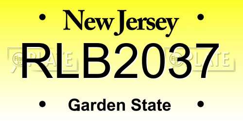 RLB2037 New Jersey License Plate