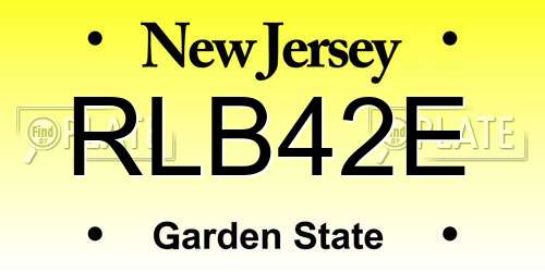 RLB42E New Jersey License Plate