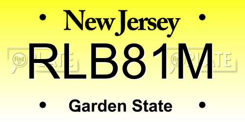 RLB81M New Jersey License Plate