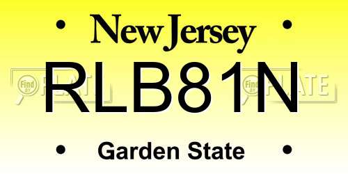 RLB81N New Jersey License Plate