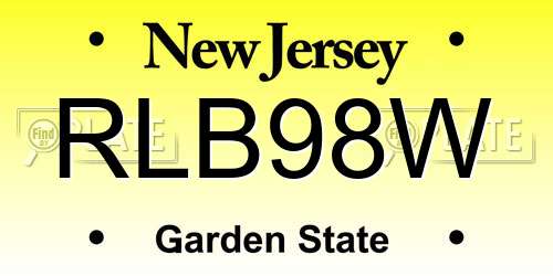 RLB98W New Jersey License Plate