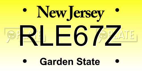 RLE67Z New Jersey License Plate