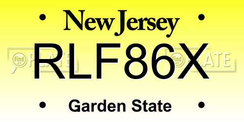 RLF86X New Jersey License Plate