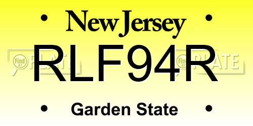 RLF94R New Jersey License Plate
