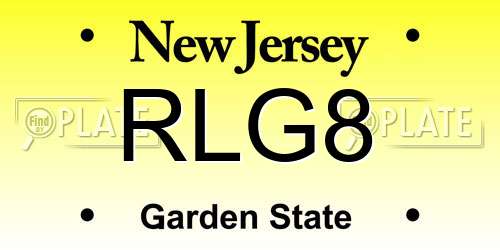 RLG8 New Jersey License Plate