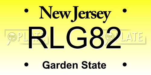 RLG82 New Jersey License Plate