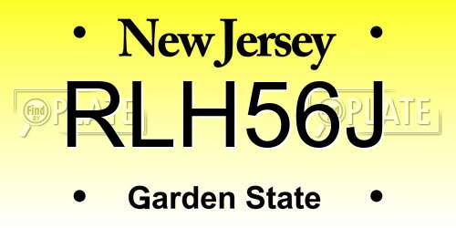 RLH56J New Jersey License Plate