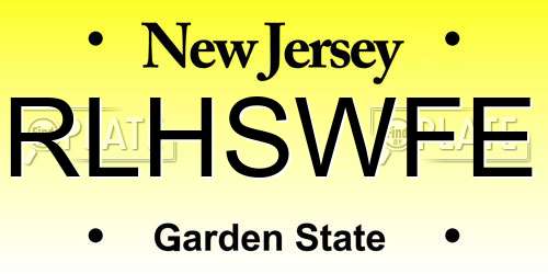 RLHSWFE New Jersey License Plate