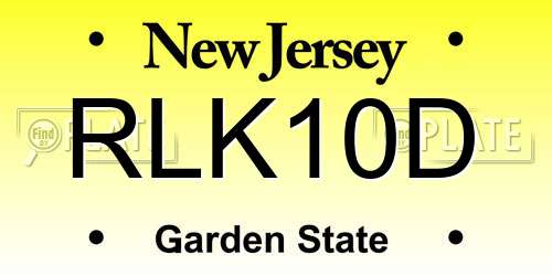 RLK10D New Jersey License Plate