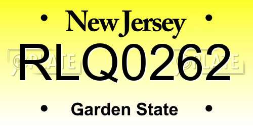RLQ0262 New Jersey License Plate