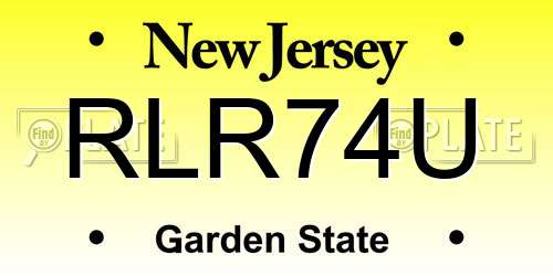 RLR74U New Jersey License Plate