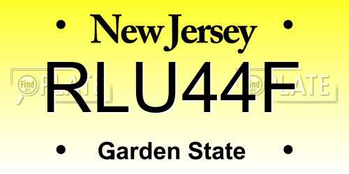 RLU44F New Jersey License Plate