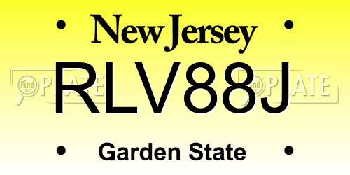 RLV88J New Jersey License Plate