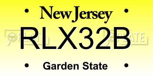 RLX32B New Jersey License Plate