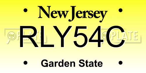 RLY54C New Jersey License Plate