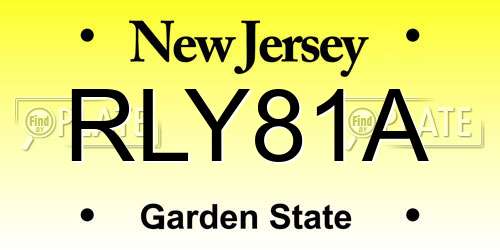 RLY81A New Jersey License Plate