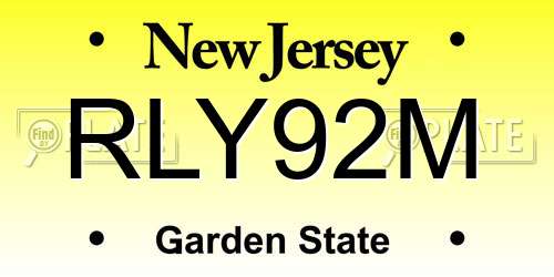 RLY92M New Jersey License Plate