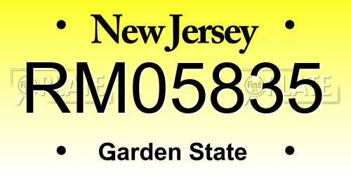 RM05835 New Jersey License Plate