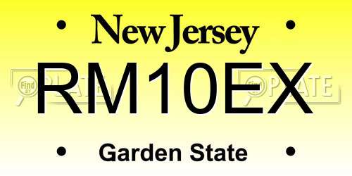 RM10EX New Jersey License Plate