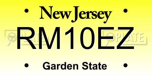 RM10EZ New Jersey License Plate
