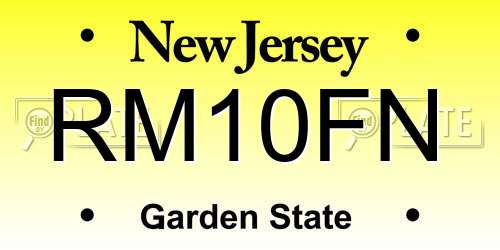 RM10FN New Jersey License Plate