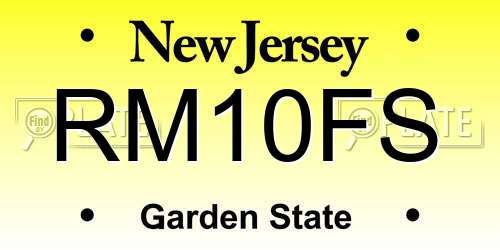 RM10FS New Jersey License Plate