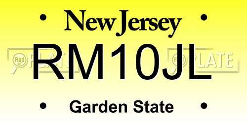 RM10JL New Jersey License Plate